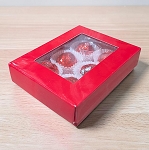 10/PK - 6 chocolate box base and lids -  RED GLOSS